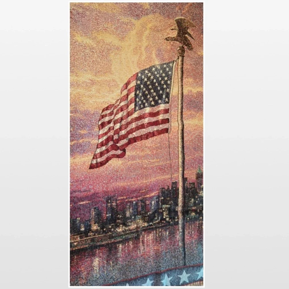 VTG Mohawk Thomas Kinkade Light Of Freedom Blanket Throw Tapestry NY USA Vintage
